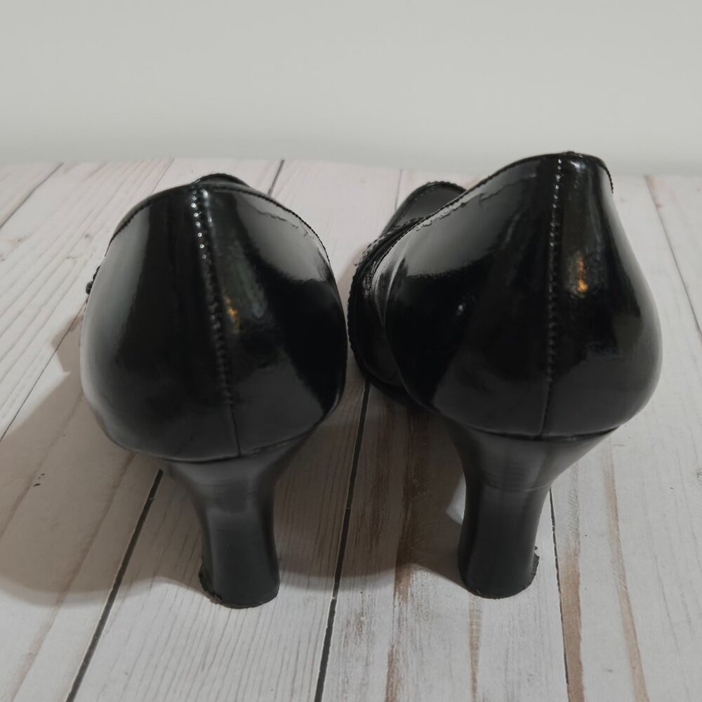 Kenneth Cole Reaction Black Patent Pumps Women’s Size 8.5 Buckle - Picture 3 of 11